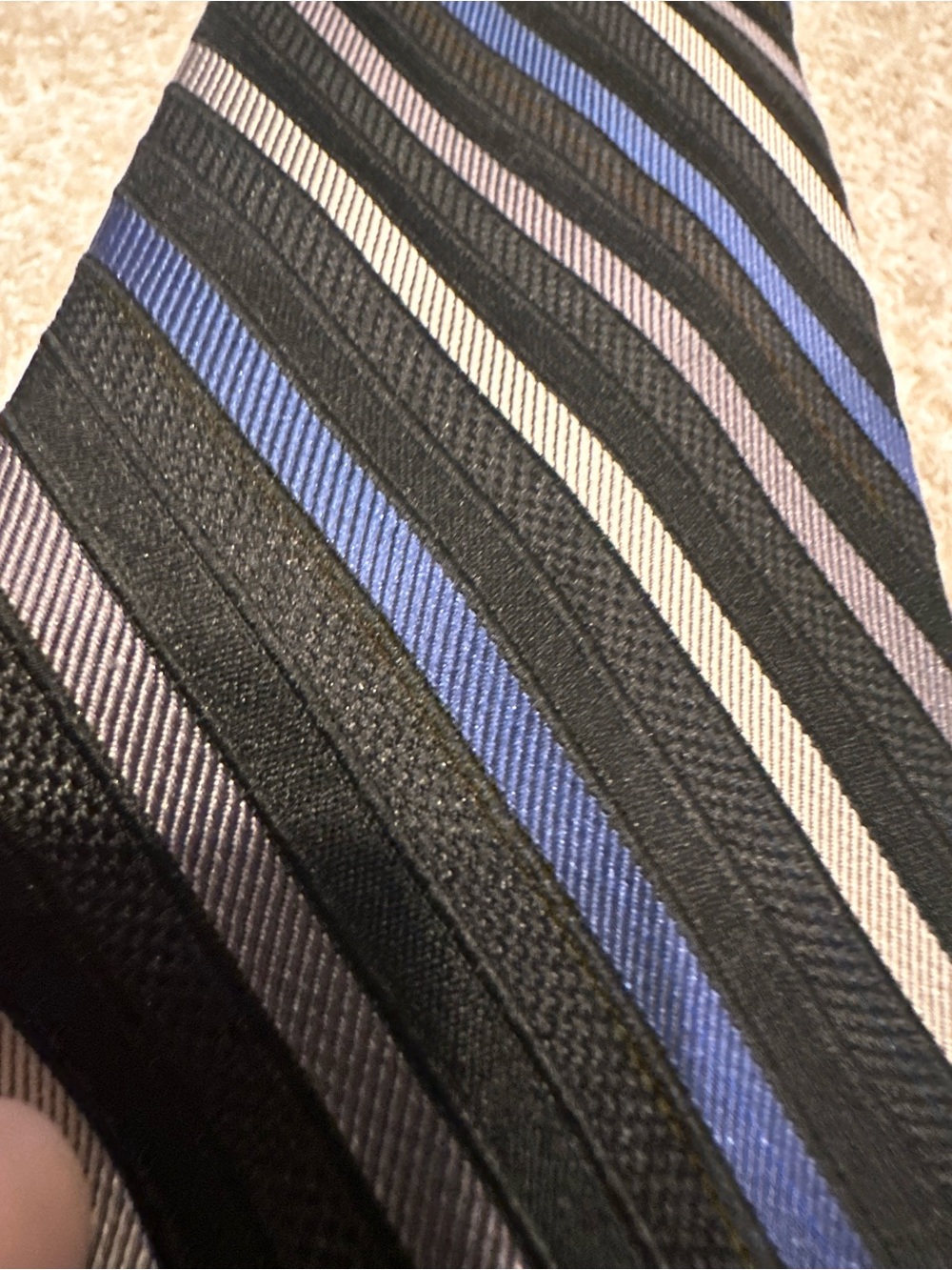 Ck Classic Black Striped Men's Tie with Blue and Silver Accents